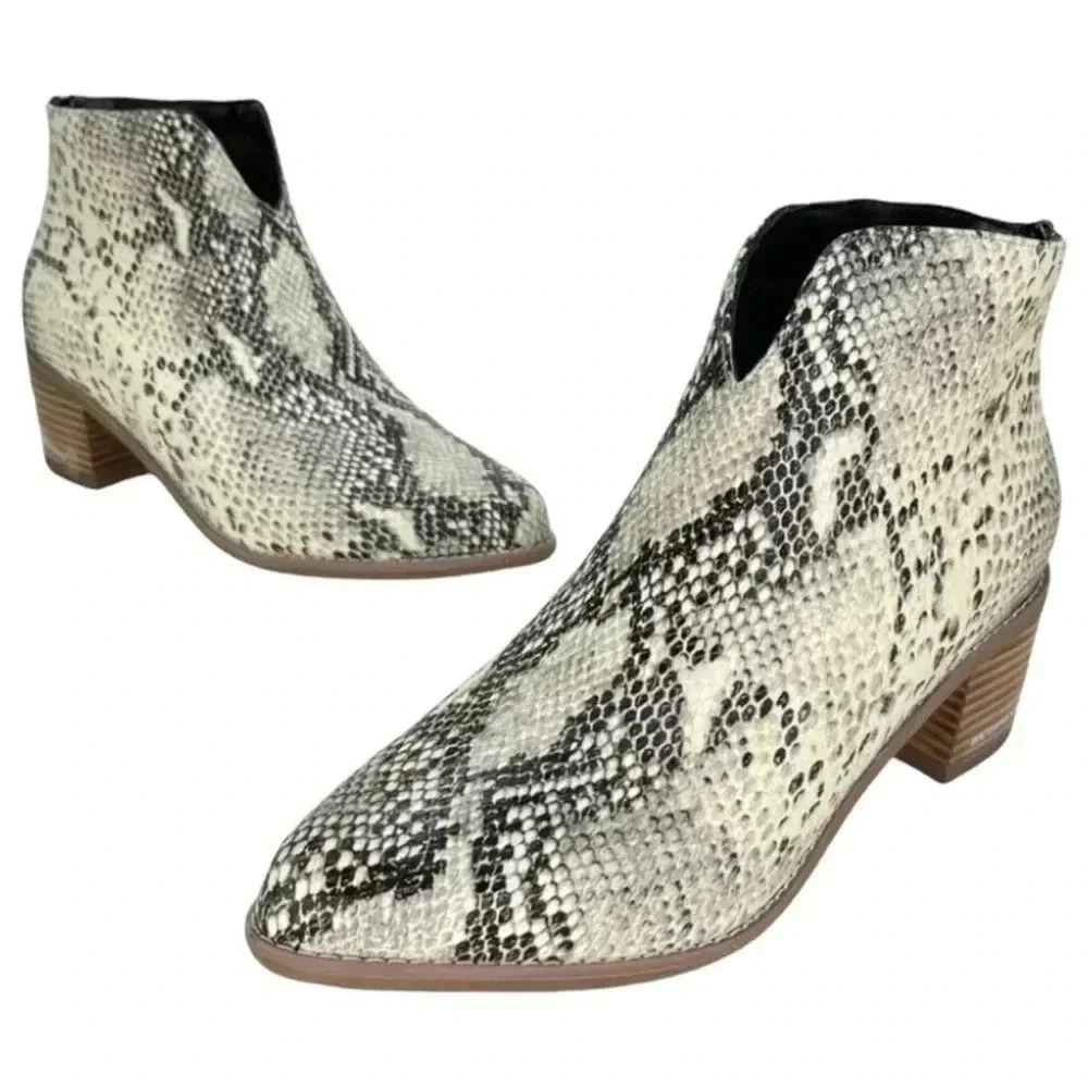 Aqua College Emily Leather Snake Print Waterproof Womens Booties Size 7M - Picture 11 of 14